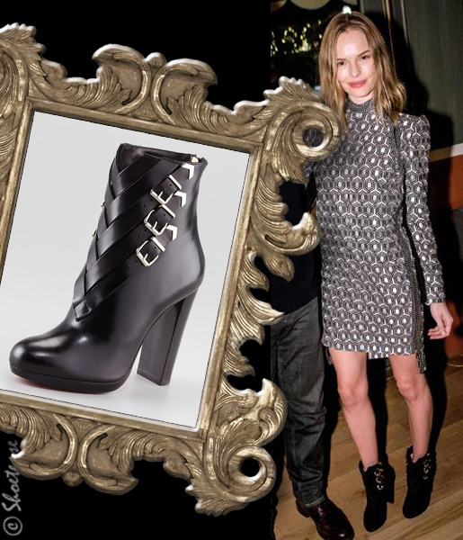 Celebrity Shoe Style - Kate Bosworth in Christian Louboutin Black Buckled Leather Boots for fall 2012