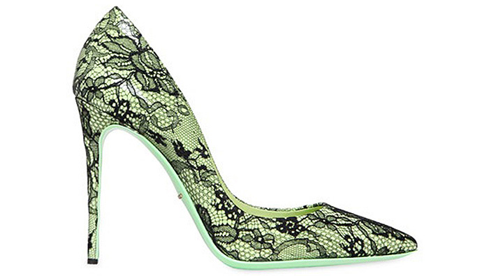 Dolce  Gabbana Black Lace  Mint Green Pointed Pumps