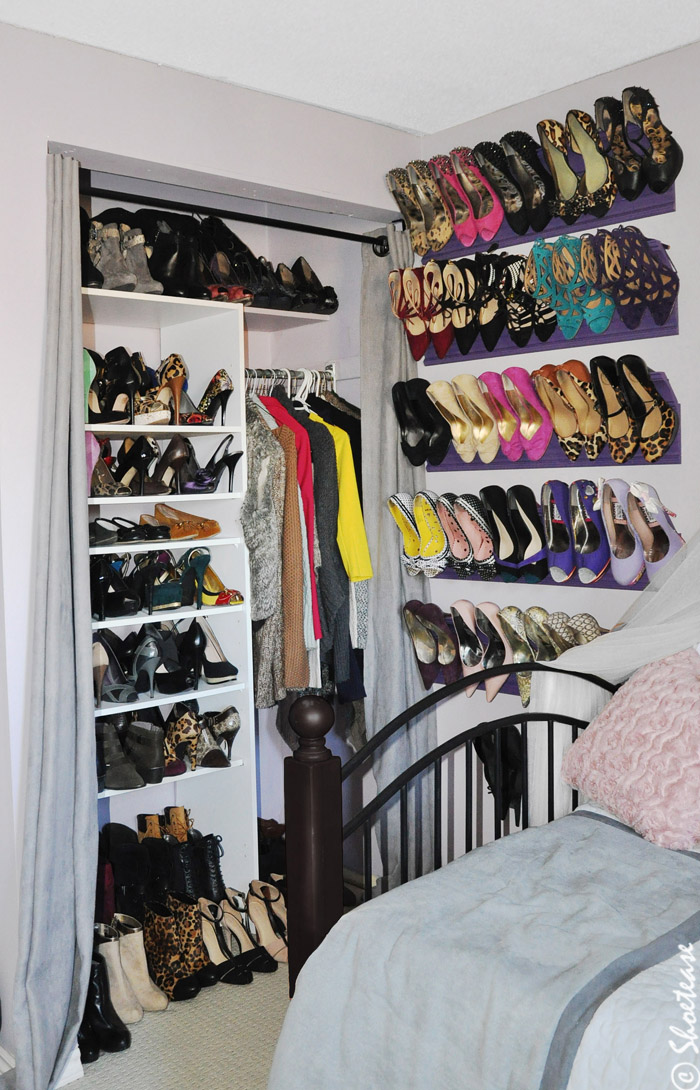 Toronto Shoe Closet with DIY shoe Storage inspired by Pinterest