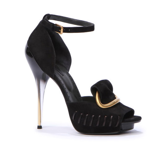 Heidi Klum In Black Versace Stiletto Sandals