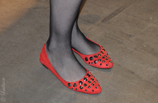 red flats with studs