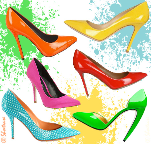 neon color pumps