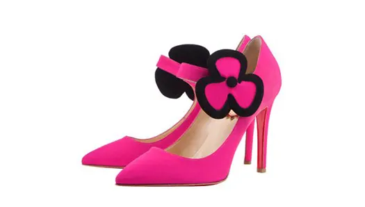 christian louboutin 20th anniversary capsule pink flower shoes
