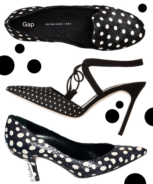 polka dot black and white shoes