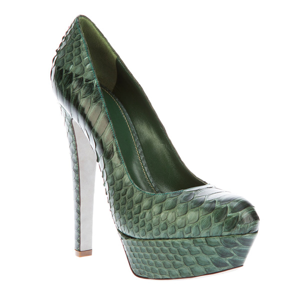 green crocodile heels