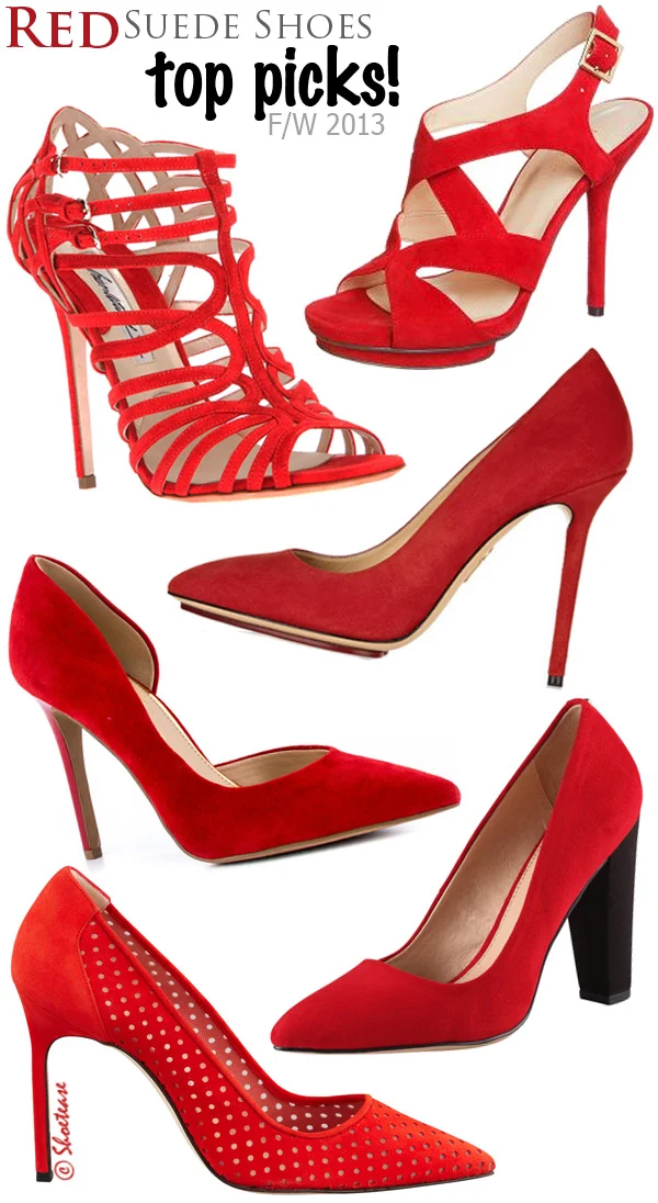 Red Suede Shoes Sandals Fall Winter Fashion Trend 2013