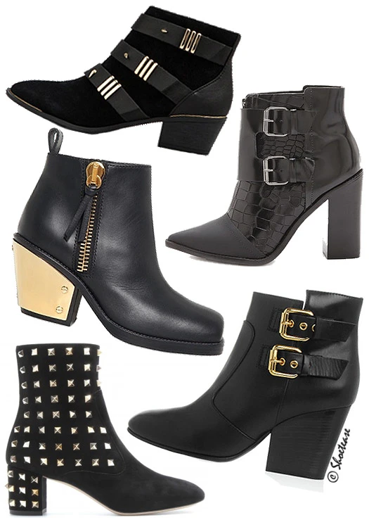 Shoe Trend Alert Black Ankle Boots with Chunky heels and Hardware