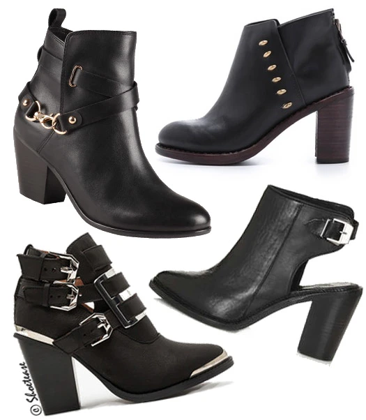 Fall Fashion Shoe Trend - black booties with chunky heels and hardware