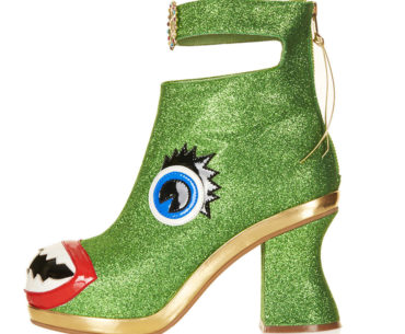 Freak-Shoe Friday: Christmas Glitter Monster Heels holiday green monster heels boots weird ugly freaky shoes