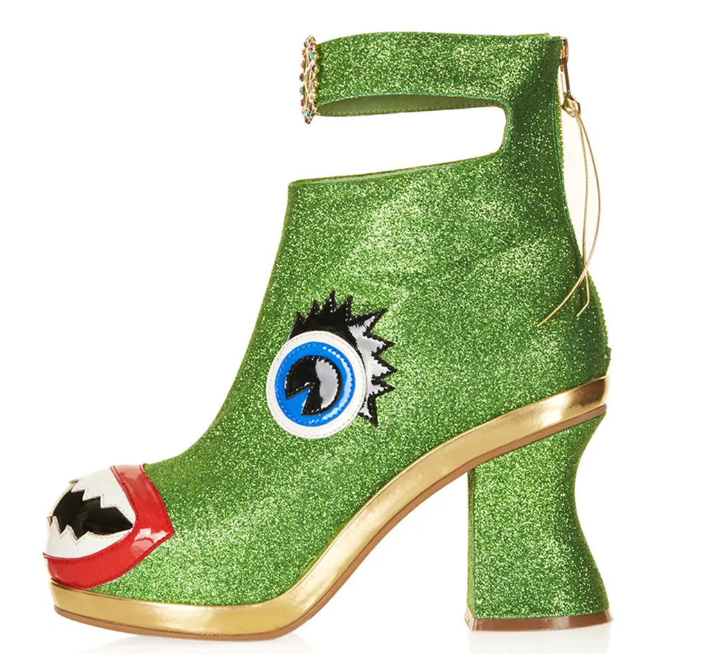 holiday green monster heels boots weird ugly freaky shoes