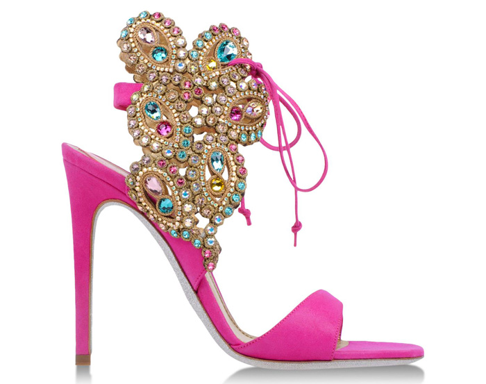 pink embellished shoes