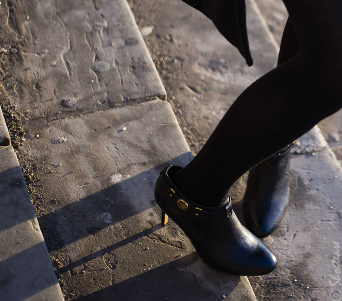 Toronto Street Style Fashion - Coach Black Leather Salene Booties
