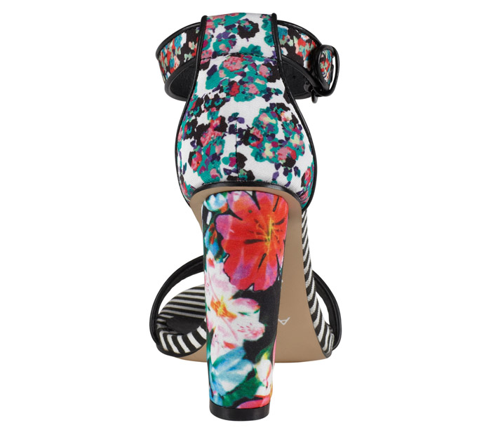 Aldo Cadaudda Black And Floral Canvas Sandals with Chunky Heels