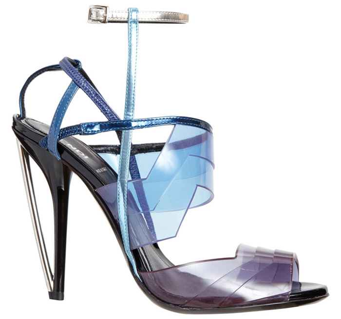 Stunning! Fendi “Iridia” Blue Zig-Zag PVC Strappy High Heel Sandals