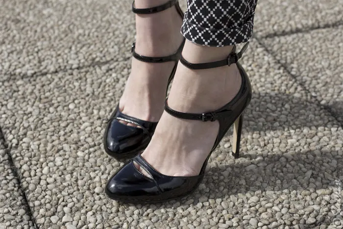 Toronto Street Style - Black Patent Zara Double Strap Mary Janes