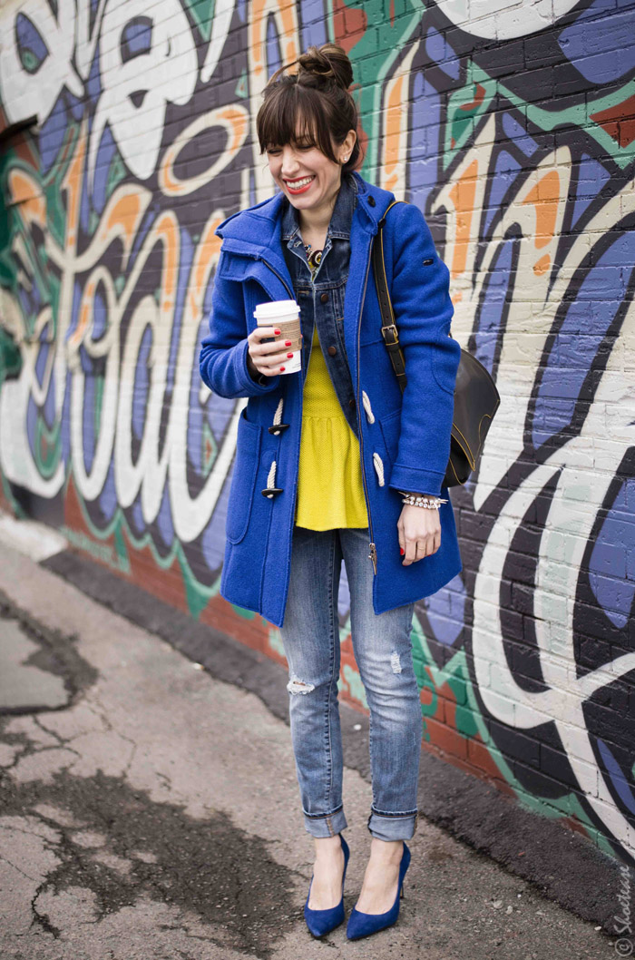 Toronto Street Style - Yellow Peplum Cobalt Heels Jeans Denim