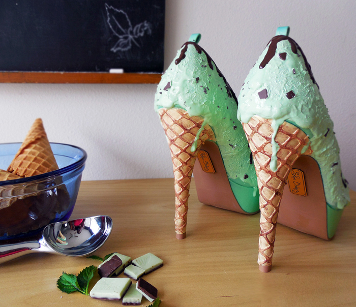 shoe bakery mint chip ice cream heels