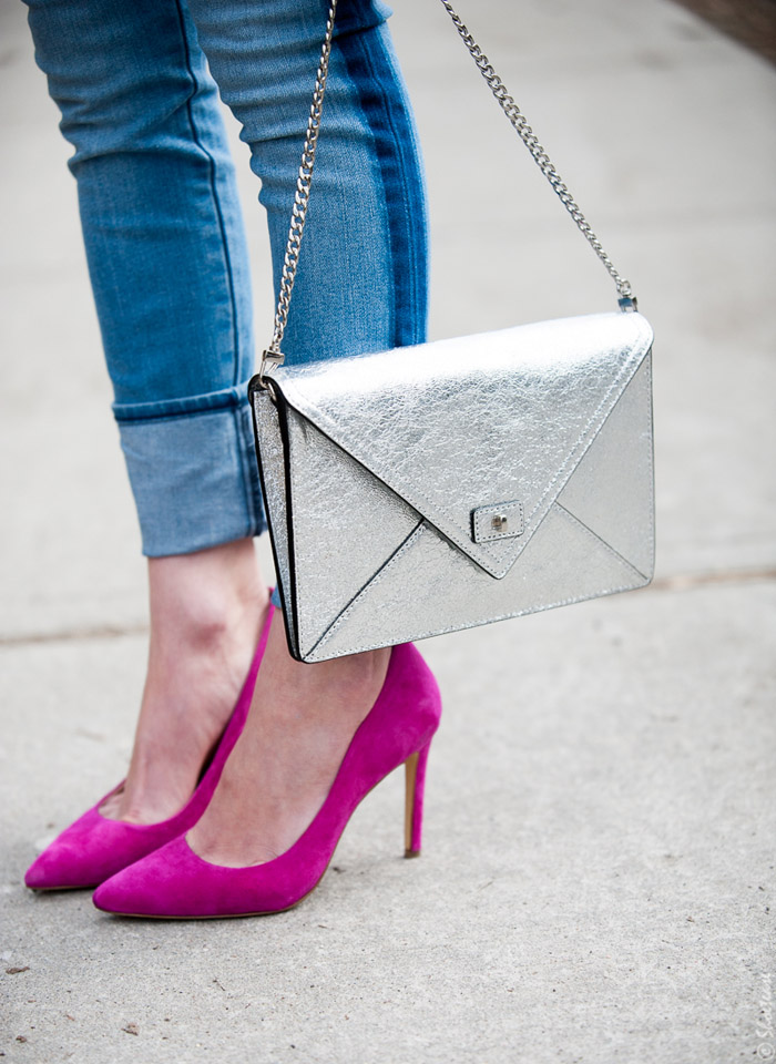 bright pink shoes and clutch