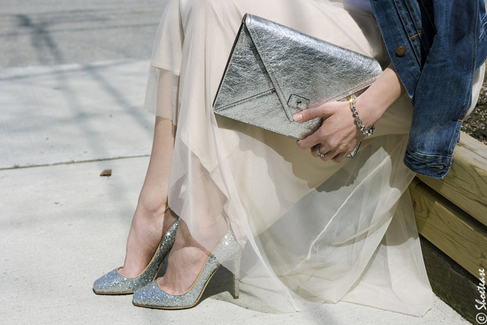 Toronto Street Style Fashion - Tulle SKirt, Glitter High Heel Shoes + Silver Clutch
