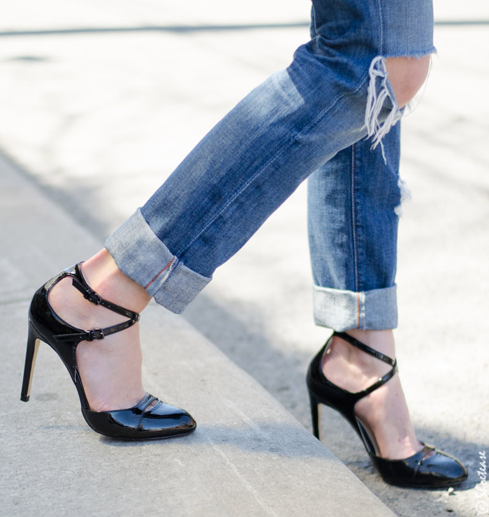 Toronto Street Style Fashion - Black Patent Heels, Leopard Print Trench ...