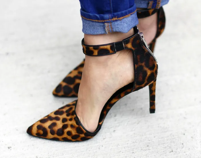 Leopard Print Heels, Skinny Jeans + Bright Colors for Fall