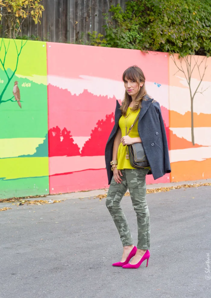 Barbie Pink Shoes Styled with Camo Pants