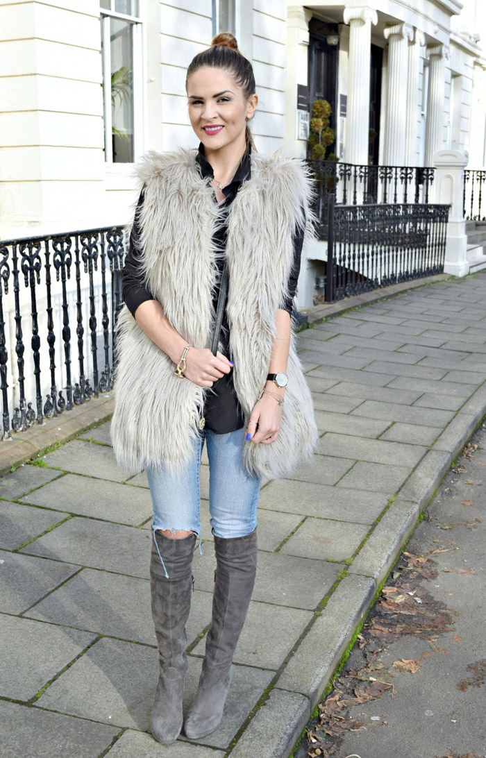 grey knee boots