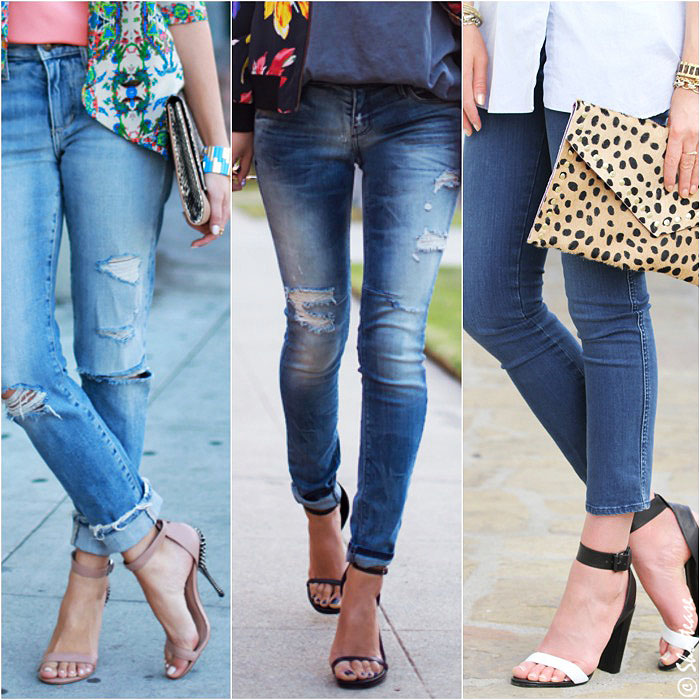 denim strappy sandals