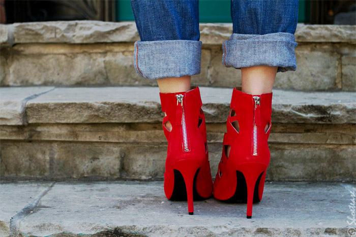 red colorful shoes