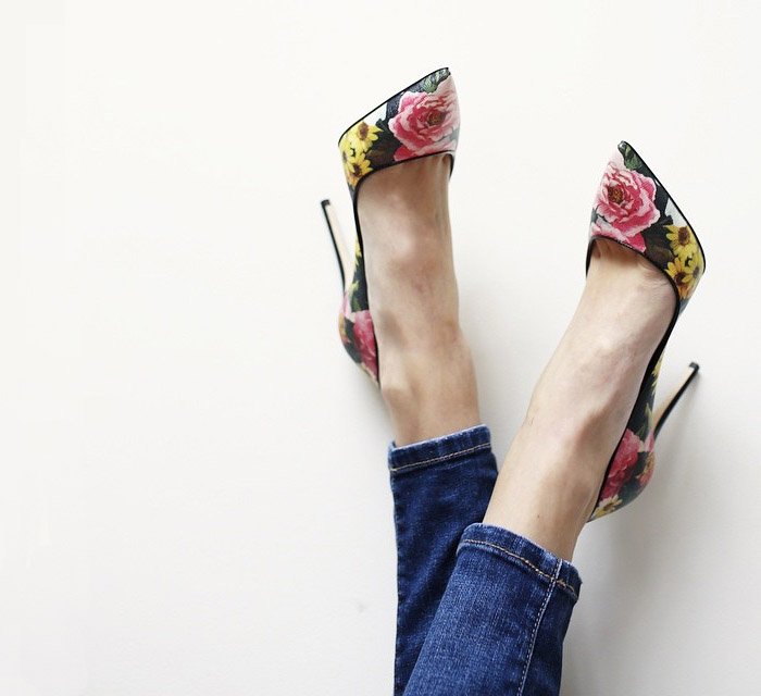 designer floral heels for less than 100