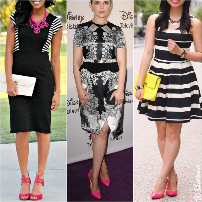 What Color Shoes to Wear with Black and White Dress 6