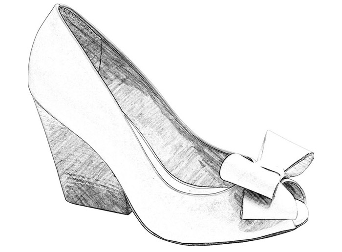 Bow Wedges Sketch - Cute Shoes