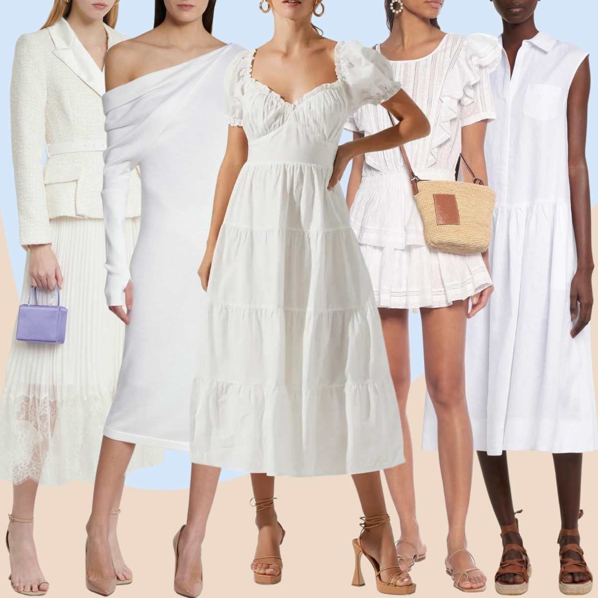 White Dress Nude Shoes