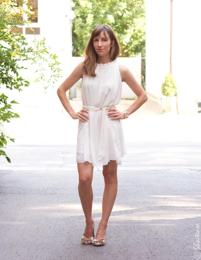 White Dress Nude Shoes