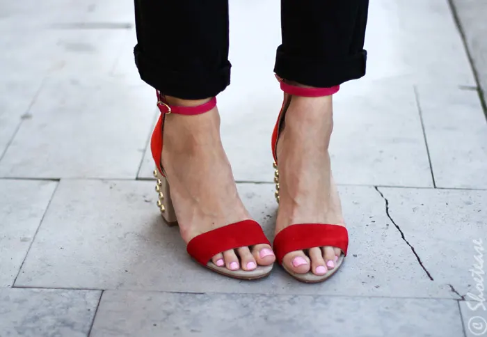 red studded fall sandals 2