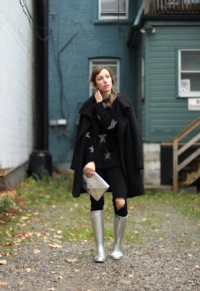 Silver Hunter Rain Boots Outfit Fall