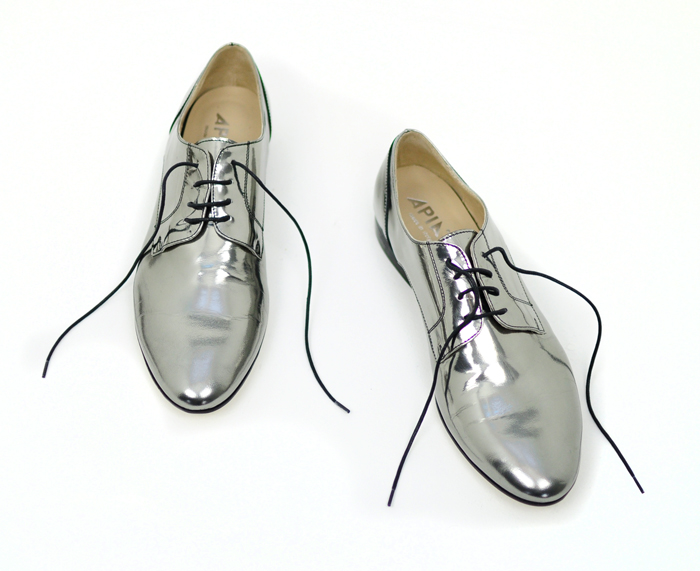 womens silver oxfords