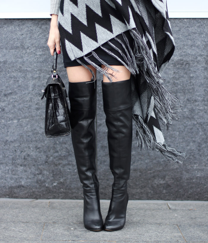 Black Leather Nine West Over the Knee Boots. Styled!