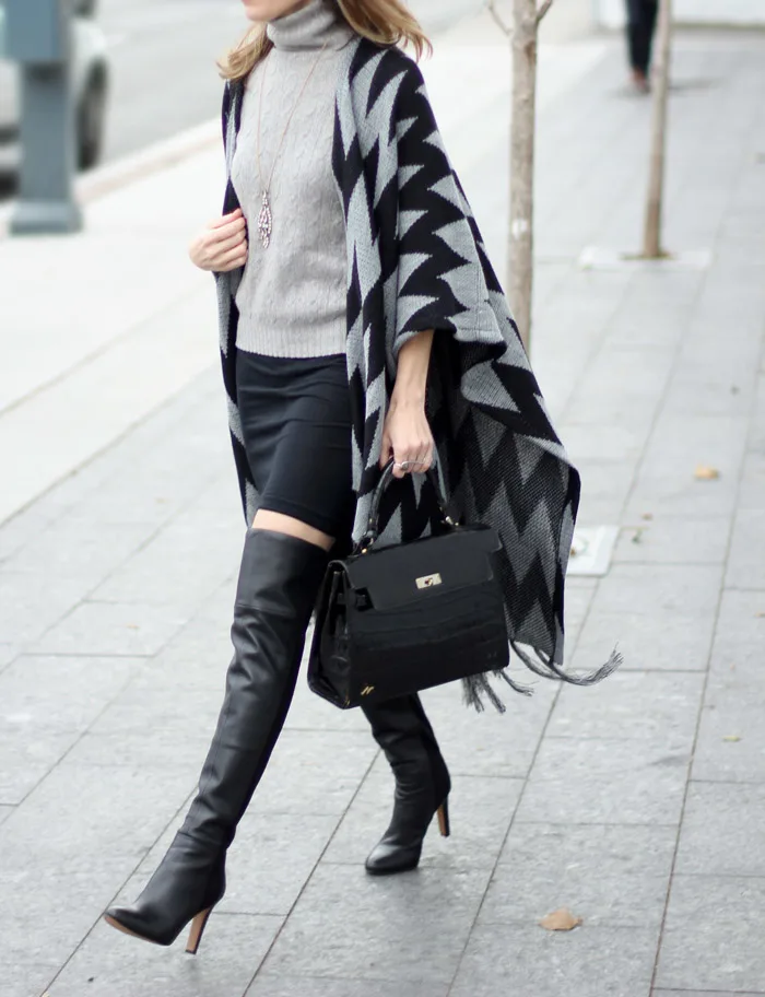 nine west over the knee boots poncho