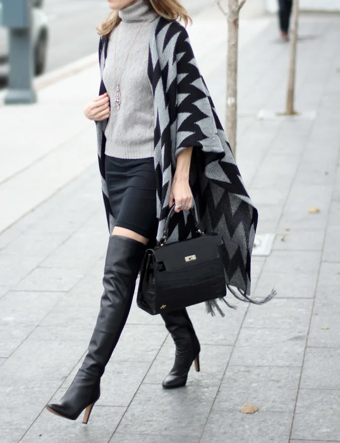 Black Leather Nine West Over the Knee Boots. Styled!