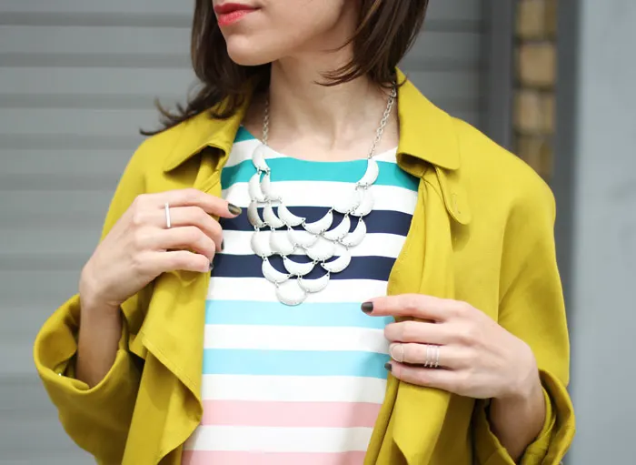 yellow trench stripe top