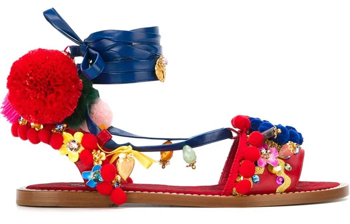 Dolce&Gabbana pom pom sandals