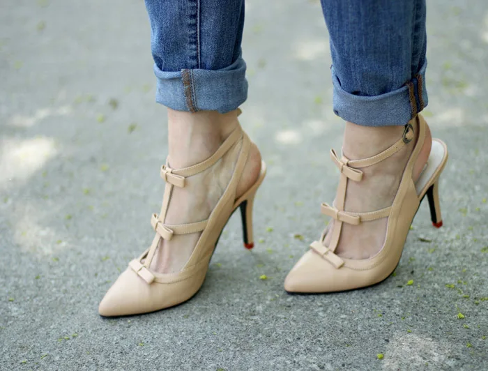 Nude Bow Heels by Ssh-oes