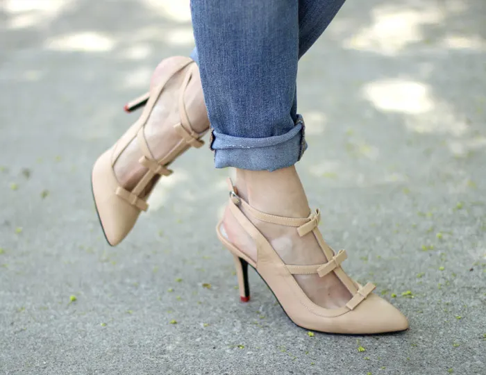 Nude Bow Pumps Ssh-oes shoes