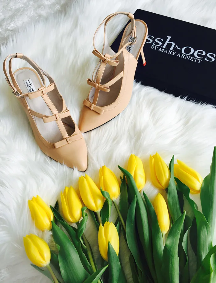 Nude Strappy Bow Pumps Sshoes Quiet Comfortable Heels