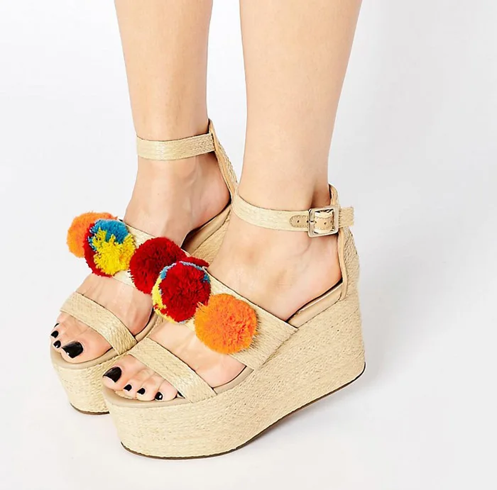 Pom Pom sandals wedges ASOS