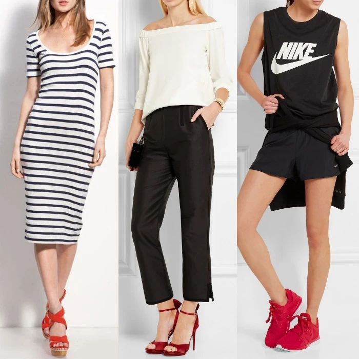 Clothes that go with red shoes on sale