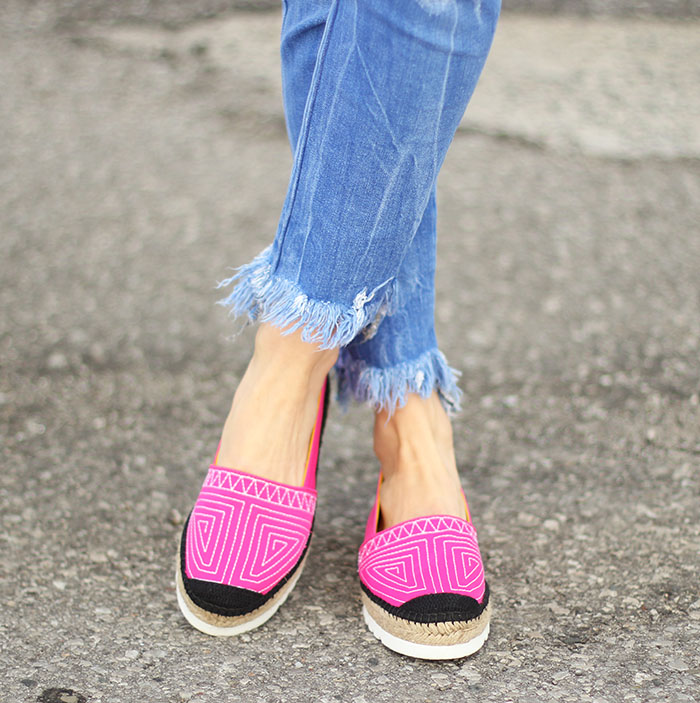 Pink embroidered platform espadrilles from Spain