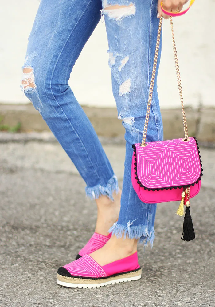 Pink platform espadrilles purse spain