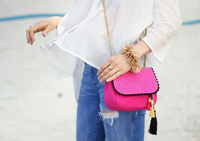 Spanish pink purse with tassels